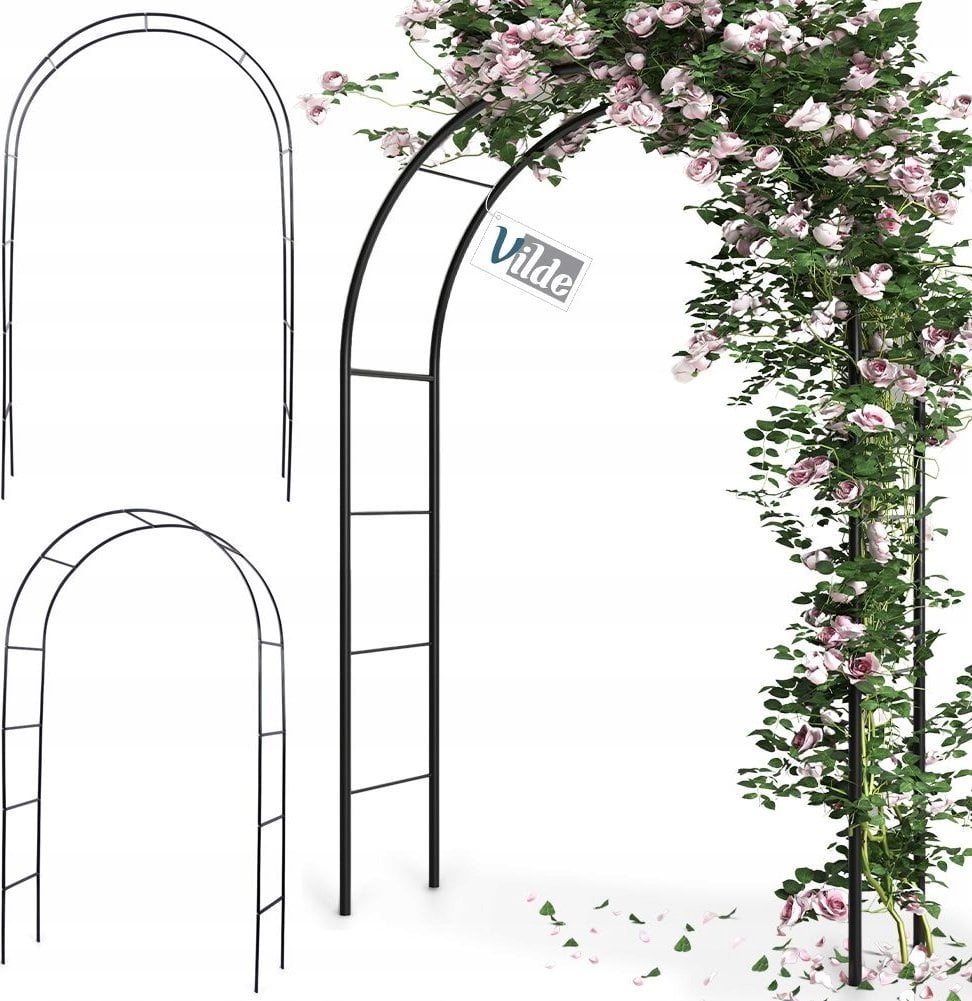 Vilde Pergola ogrodowa, metalowa, 145x235cm, czarna