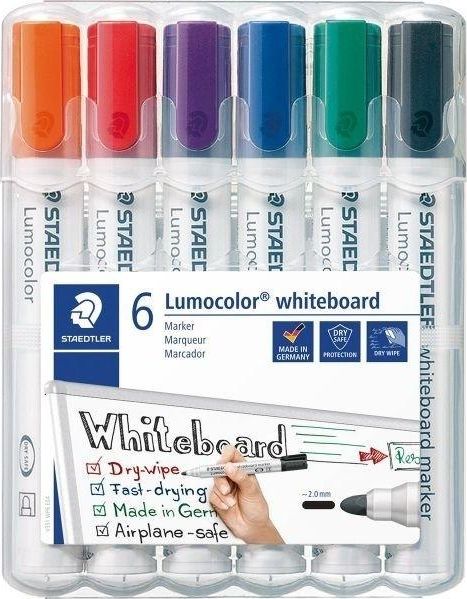 Staedtler Marker Lumocolor do białych tablic 6 kolorów