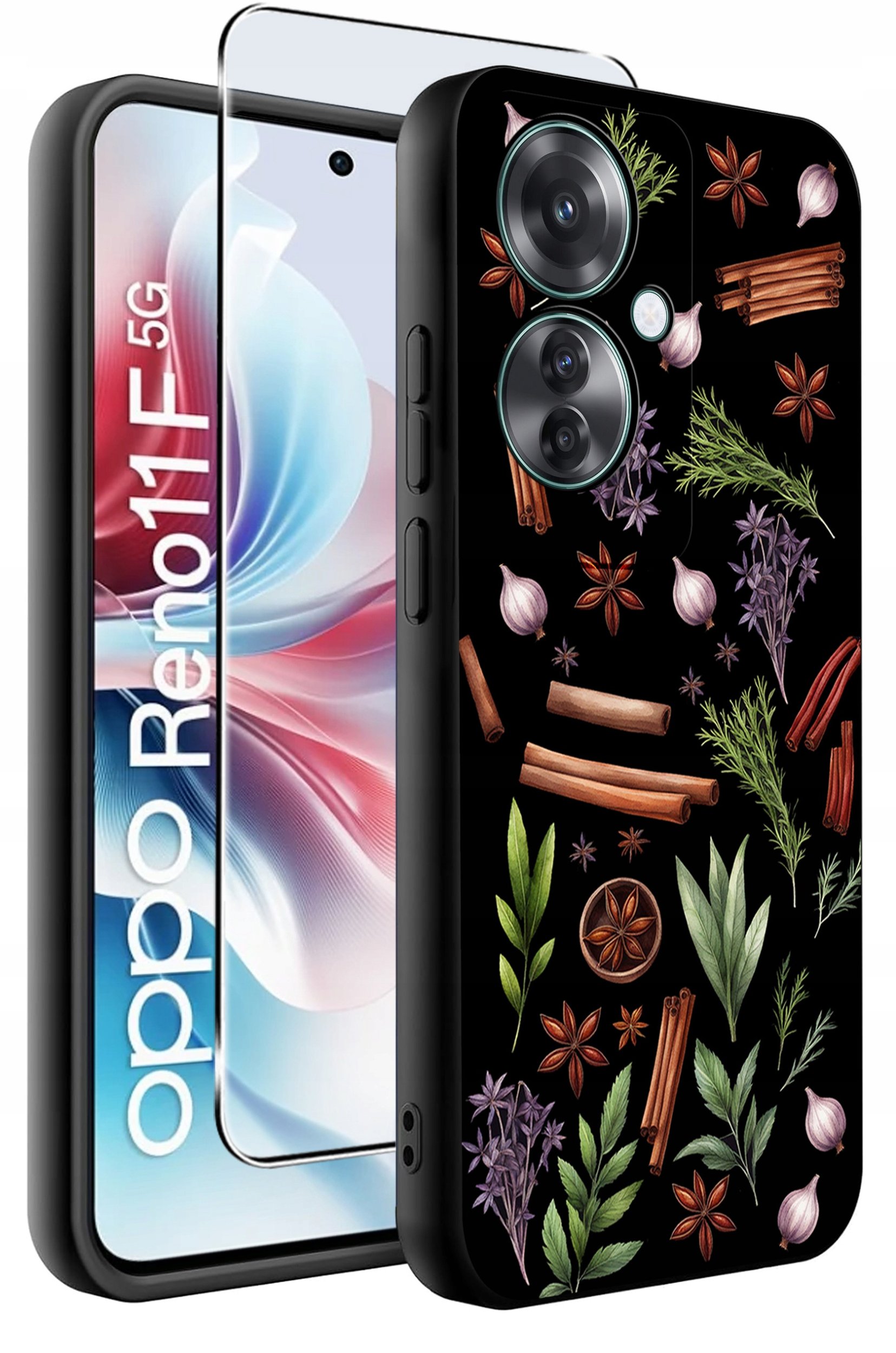 ETUI do Oppo Reno11 F 5G WZORY | SILIKONOWE MATT CASE + SZKŁO HARTOWANE 9H