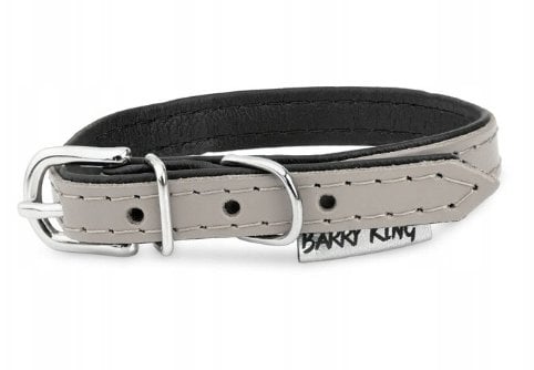 Obroża skórzana dla psa, szary/czarny, XS-S, 12mm/35cm
