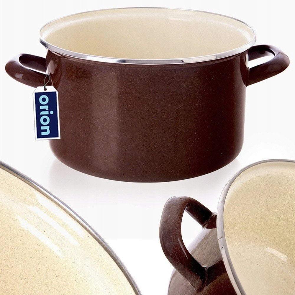 Garnek Emaliowany Brązowy Indukcja Gaz Solidny ORION 20 cm 3 L