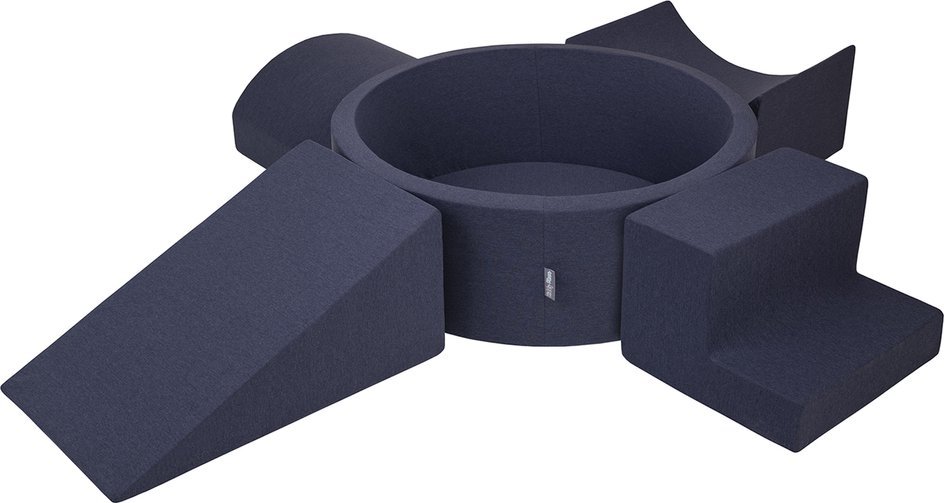 KiddyMoon Piankowy plac zabaw PPZP-OK30D-115 z piłeczkami granatowy: biały-szary-mięta basen 200/klin L/rampa L/półwałek L/schodek Zabawka plac zabaw