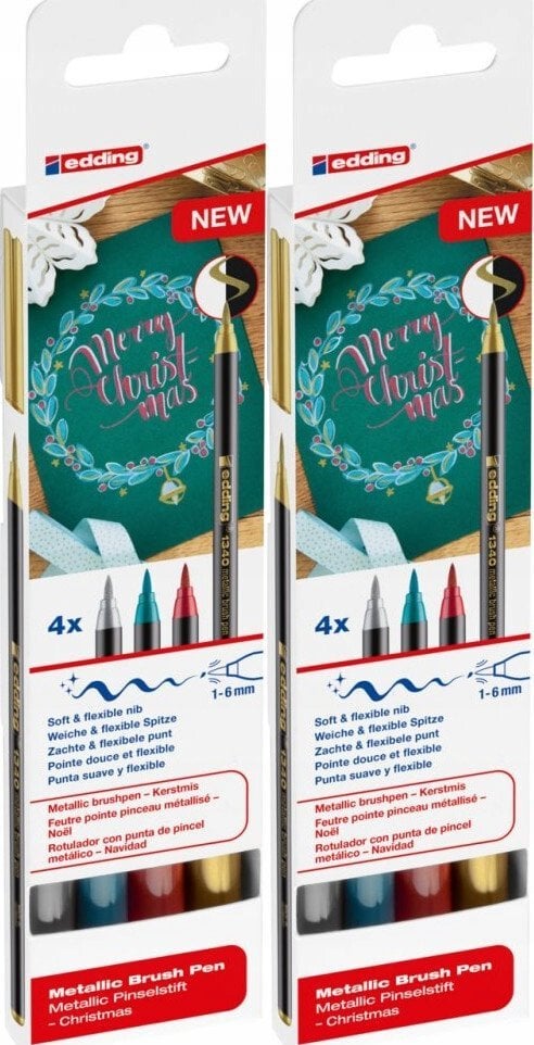 Edding Pisak metaliczny z końcówką pędzelkową e-1340 EDDING, 4szt.