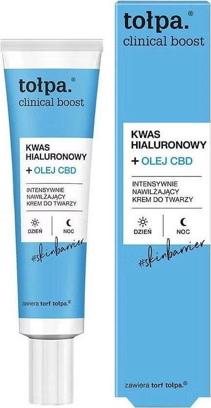 Tołpa Clinical Boost - Kwas hialuronowy + Olej CBD - Intensywnie nawilżający krem do twarzy 40ml
