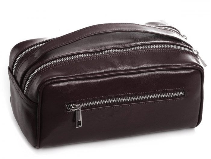 POLSKA SKÓRZANA KOSMETYCZKA SOLOME BRĄZOWA