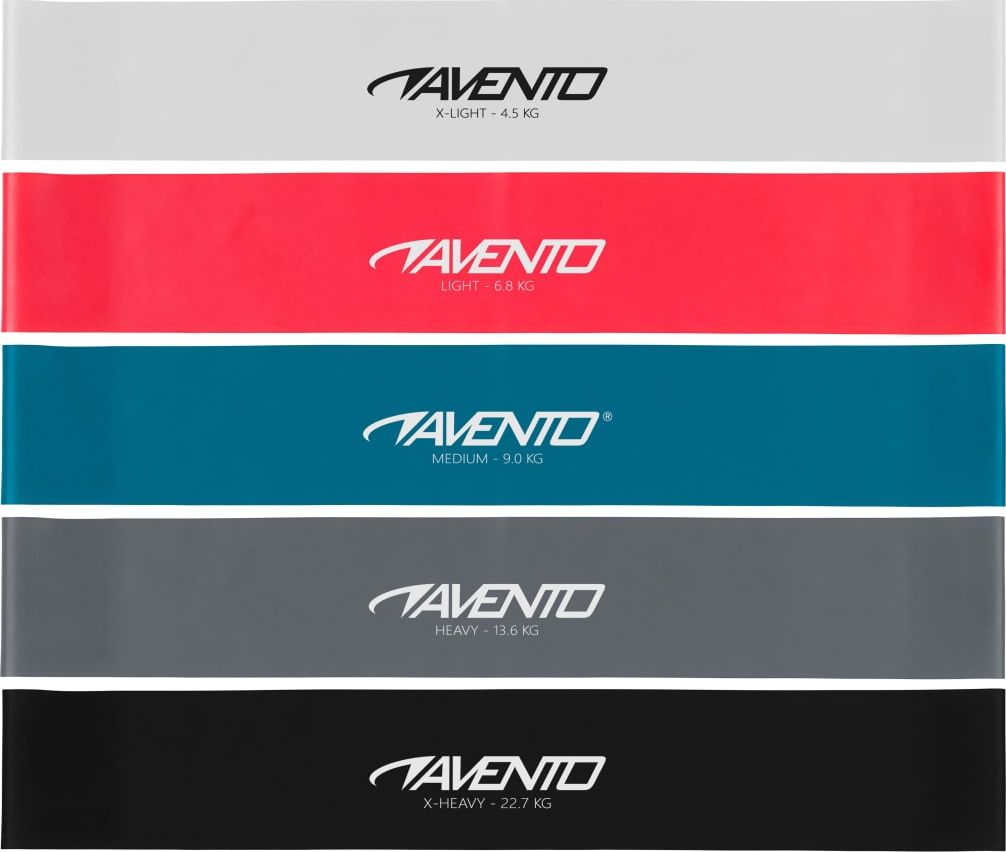 Avento Mini Band różne poziomy oporu w zestawie wielokolorowy 5 szt.
