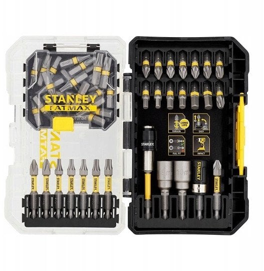 Stanley Zestaw końcówek i nasadek udarowych 1/4" z 2 uchwytami magnetycznymi 55 szt. (STA88559-XJ)