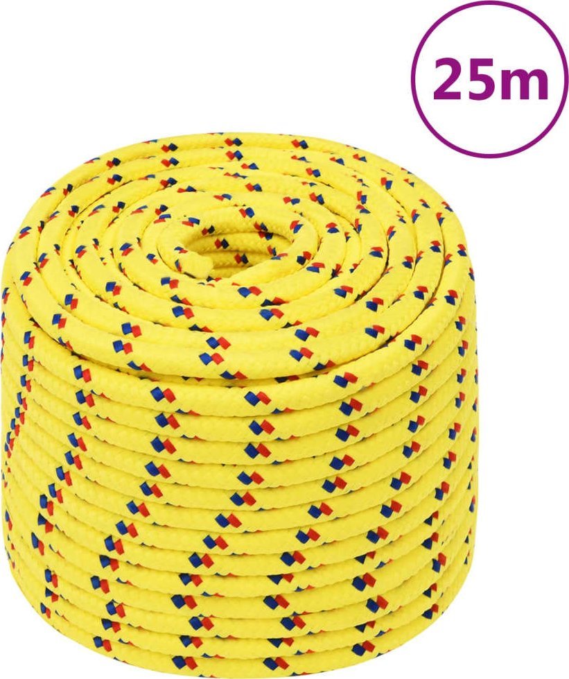 vidaXL vidaXL Linka żeglarska, żółta, 14 mm, 25 m, polipropylen
