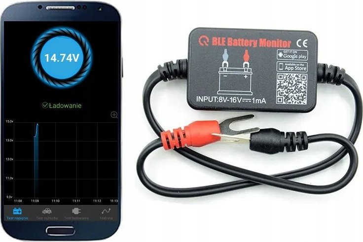 SKLEPLEDY TESTER AKUMULATORÓW 12V APLIKACJA POLSKIE MENU