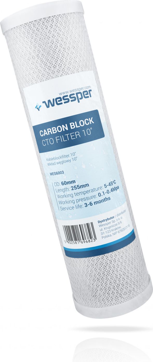 Wessper Wkład do filtra 10" węglowy kokosowy 5 mikronów