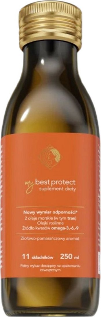MybestPharm MY BEST PHARM_MyBestProtect olej wspierający odporność suplement diety Ziołowo-Pomarańczowy 250ml