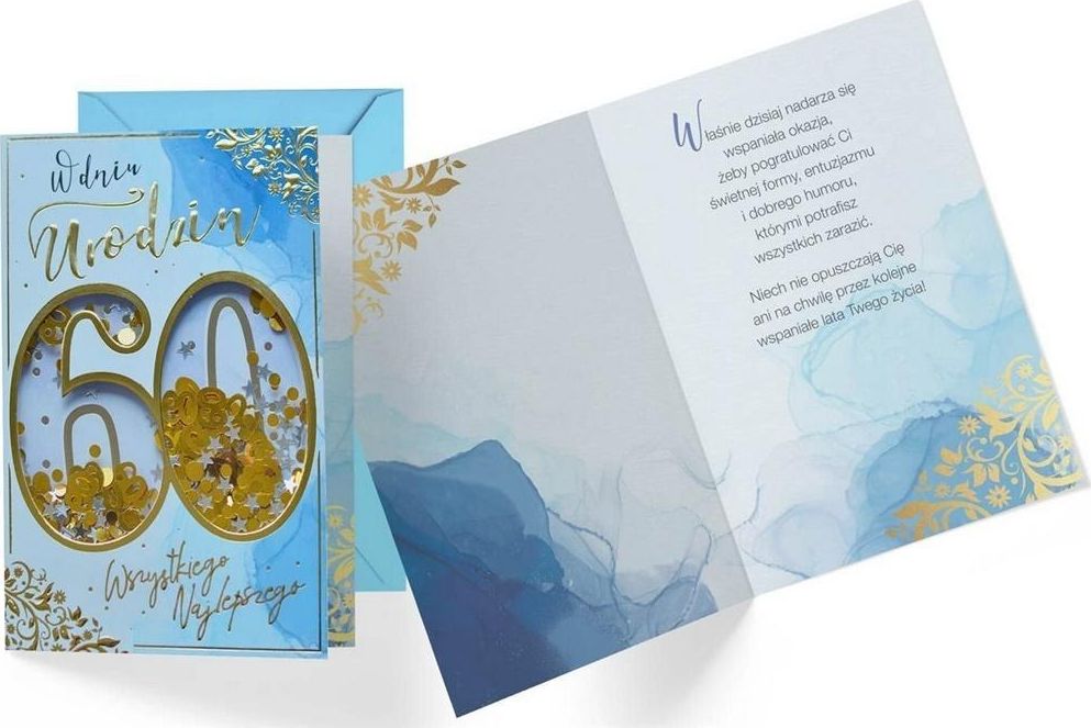 KUKARTKA Karnet B6 konfetti KNF-041 Urodziny 60 męskie