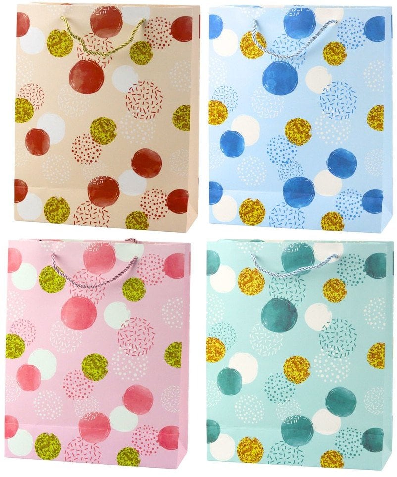 Torba Prezentowa Wzór Złote Kropki Pastelowa 32 × 26 × 10 cm