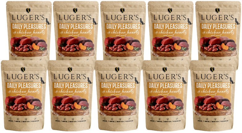 Karma mokra dla psa Luger's Daily Pleasures z sercami z kurczaka i marchewką zestaw 10 x 500 g