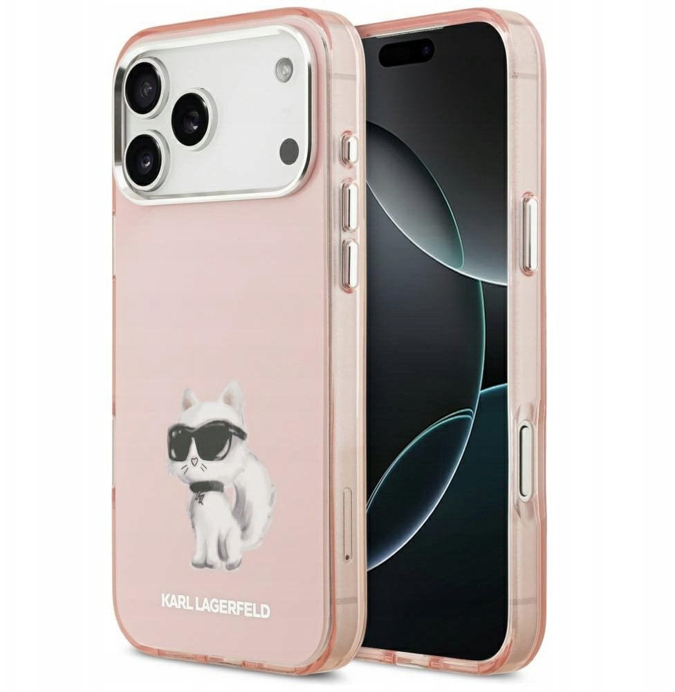 Karl Lagerfeld IML Aquarelle Choupette & Logo MagSafe Case for iPhone 17 Pro Pink