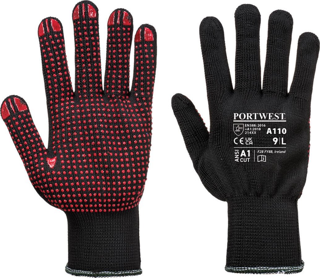 Portwest A110 - Rękawica Polka nylonowa i nakrapiana - biały-niebieski XS