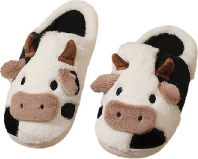 Kapcie Domowe Pluszowe Ciepłe Miękkie Krowa Krówka Wsuwane 36-37