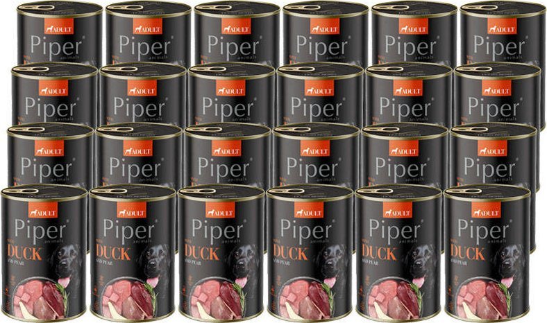 Mokra Karma dla psa Piper Animals z kaczką i gruszką zestaw 24 x 400 g