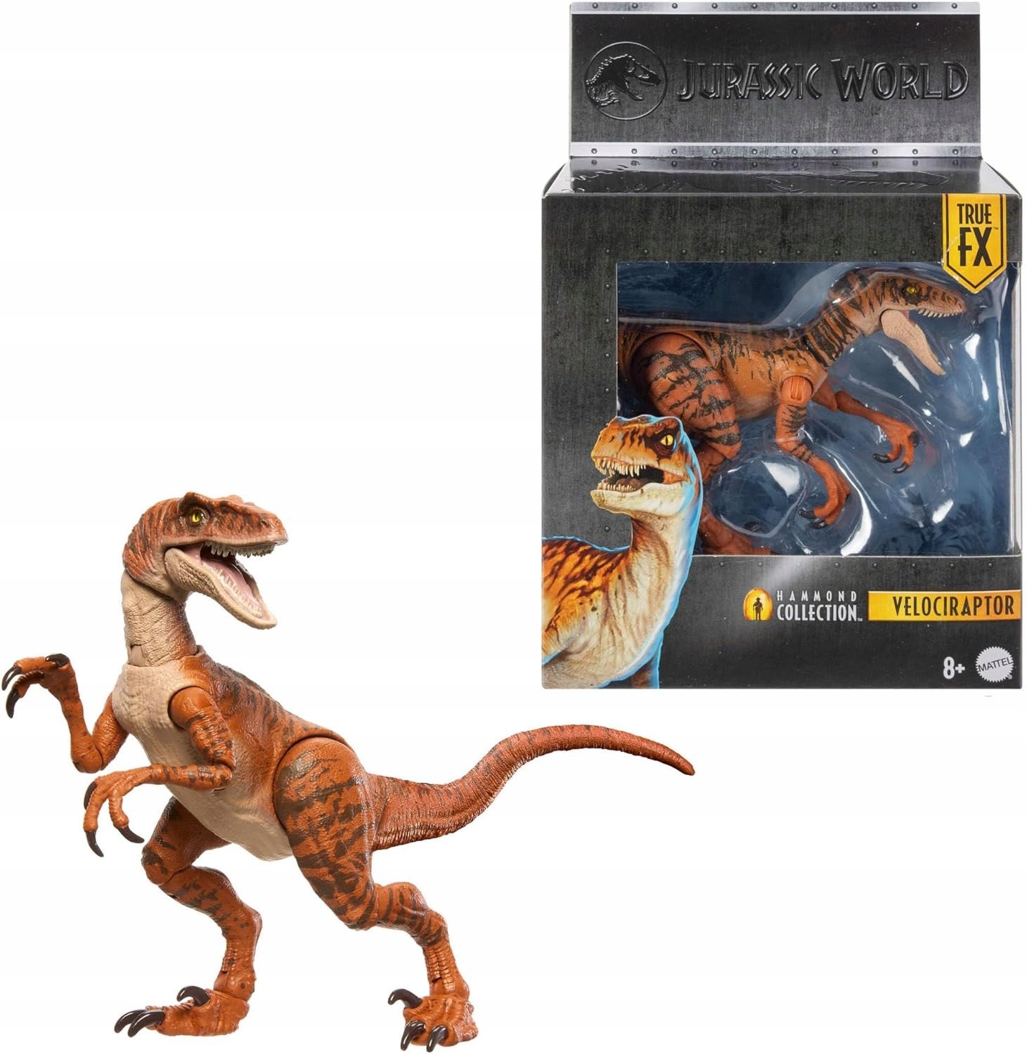 FIGURKA VELOCIRAPTOR jurassic HAMMOND COLLECTION JDJ09 MATTEL SZKLANE OCZY