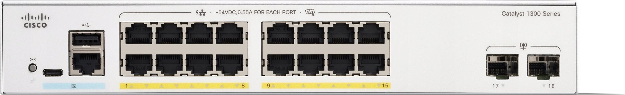 Switch Cisco Cisco C1300-16P-2G łącza sieciowe Zarządzany L2/L3 Gigabit Ethernet (10/100/1000) Biały