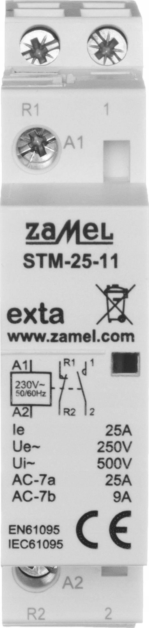 Zamel Stycznik modułowy instalacyjny 25A 1Z+1R 230V AC typ: STM-25-11 EXT10000290