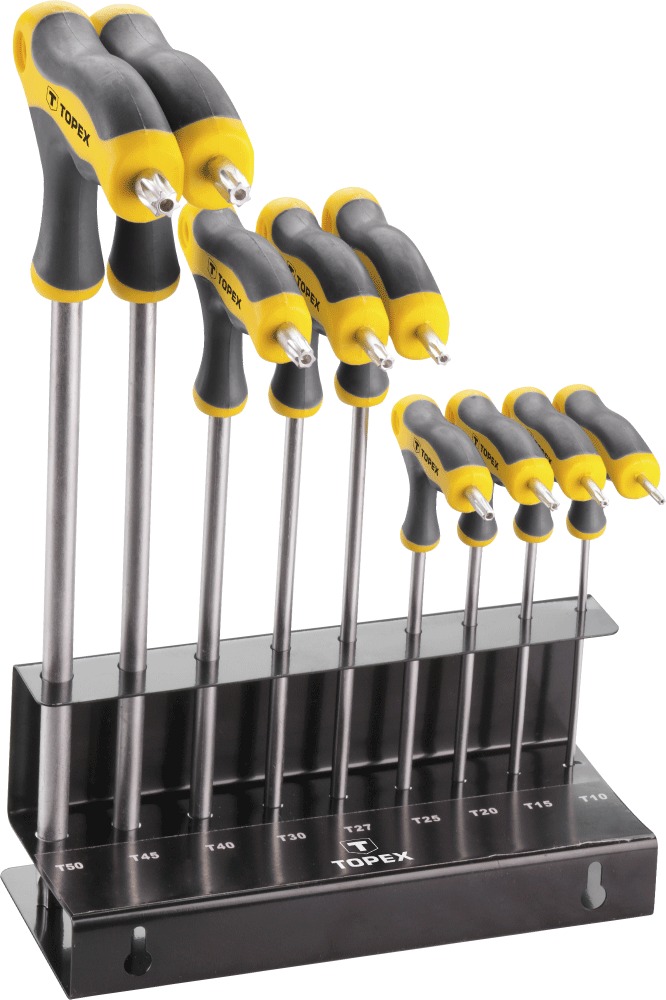 Topex Zestaw kluczy trzpieniowych torx typ T T10-T50 z otworem 9szt. (35D964)