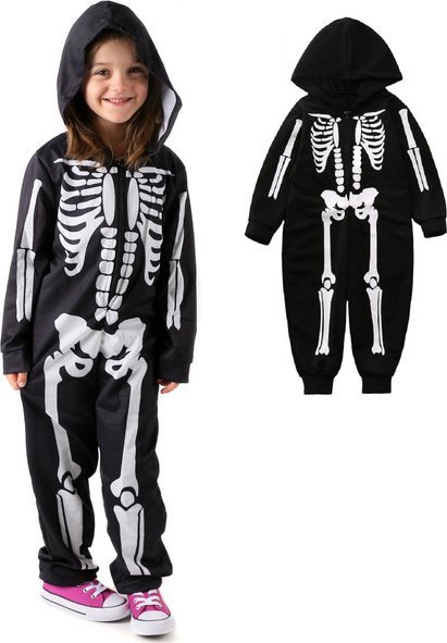PRC STRÓJ PRZEBRANIE SZKIELETOR KOŚCIOTRUP HALOWEEN KARNAWAŁ UNISEX 7-8 lat