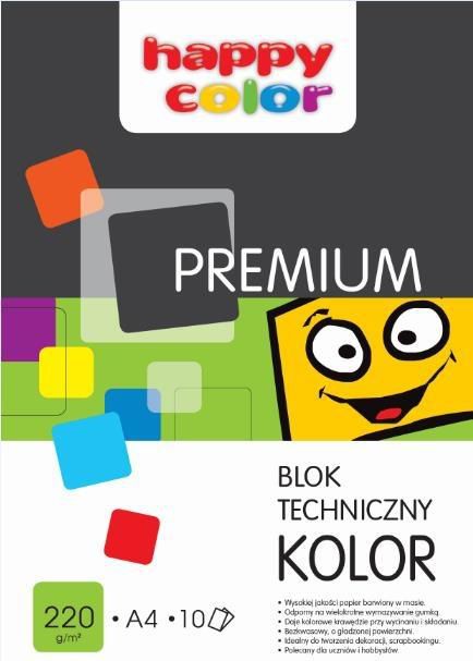 Happy Color Blok techniczny Premium A4 10k kolorowy 220g