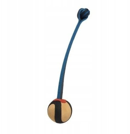 Barry King Zabawka dla psa skórzana Piłka ze sznurem niebieska, 40 cm