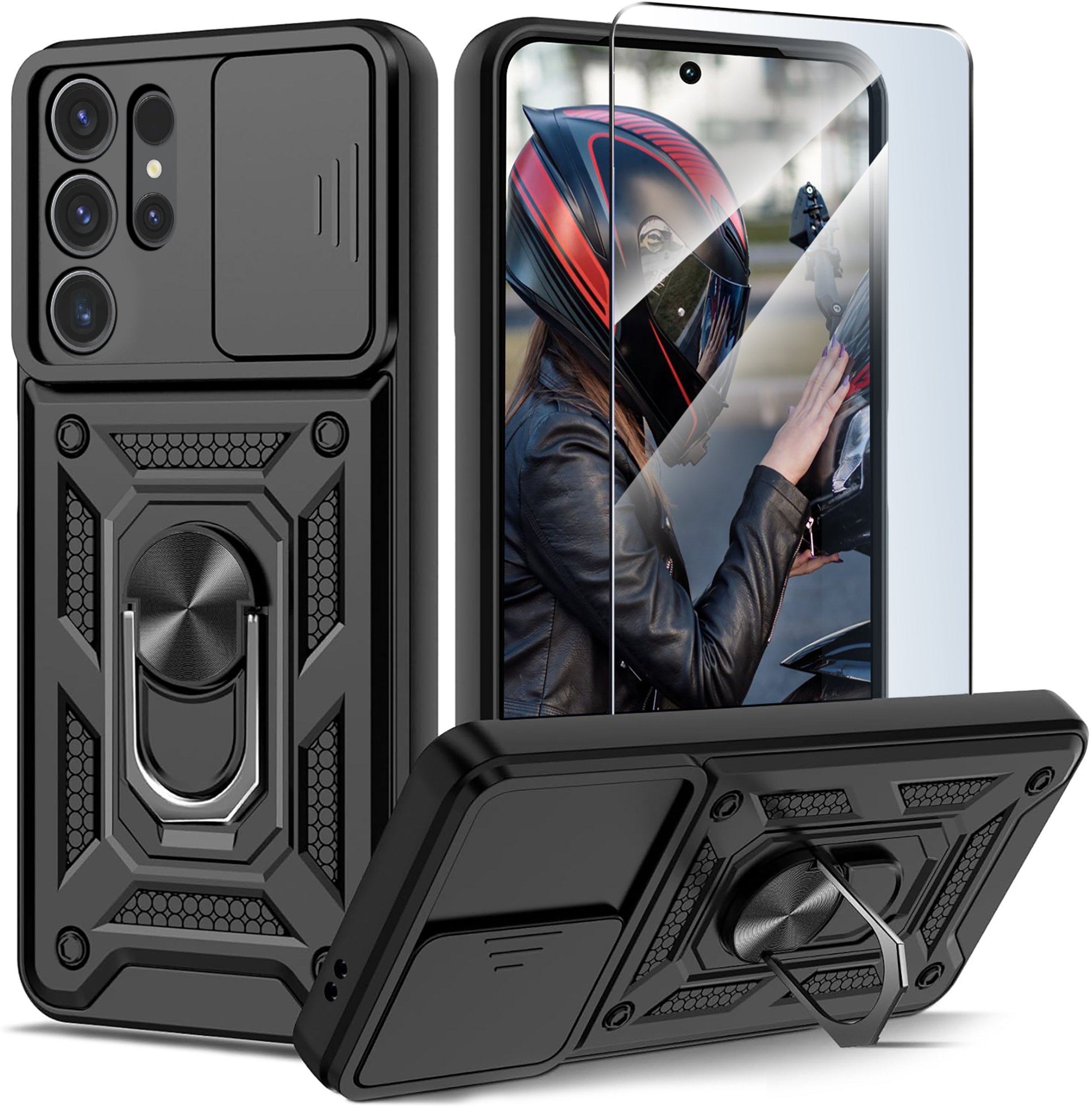 Etui do Samsung S25 Ultra PANCERNE SLIDE RING CASE + SZKŁO 9H