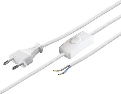Goobay Kabel zasilający Euro z otwartymi końcówkami i z wyłącznikiem 1,5m biały 51349
