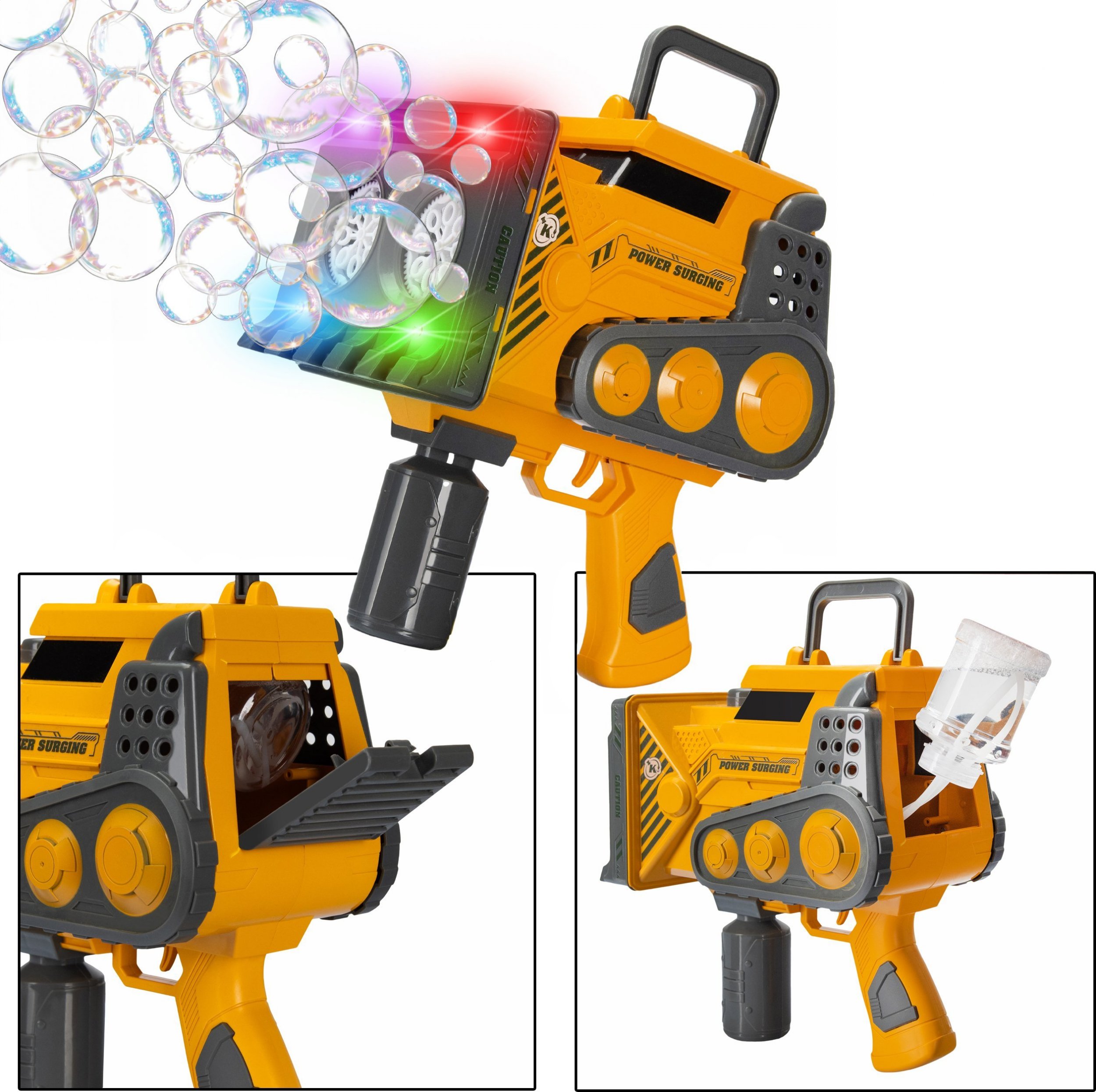 Coil Coil pistolet do baniek mydlanych + płyn bańki mydlane automat mega koparka żółta