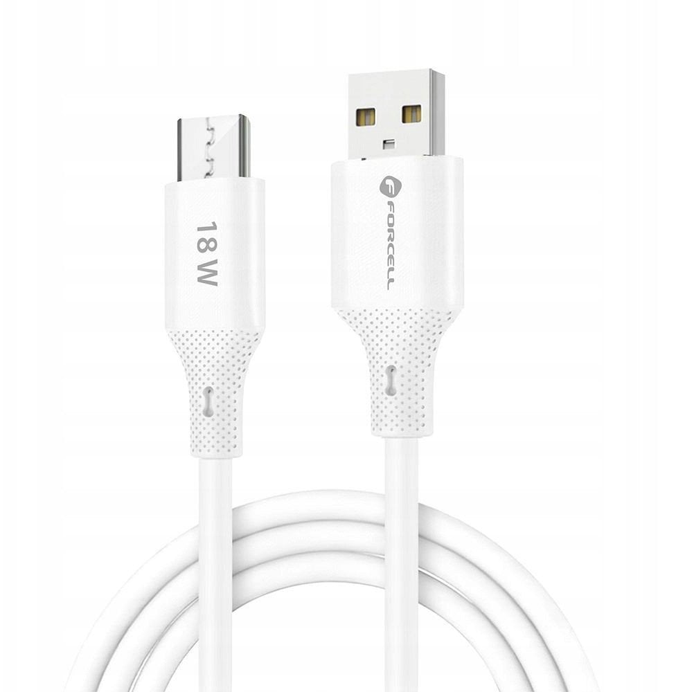 Kabel USB A do Micro USB Forcell F-Energy QC3.0 2,4A 18W Silicone 1 m C341 biały