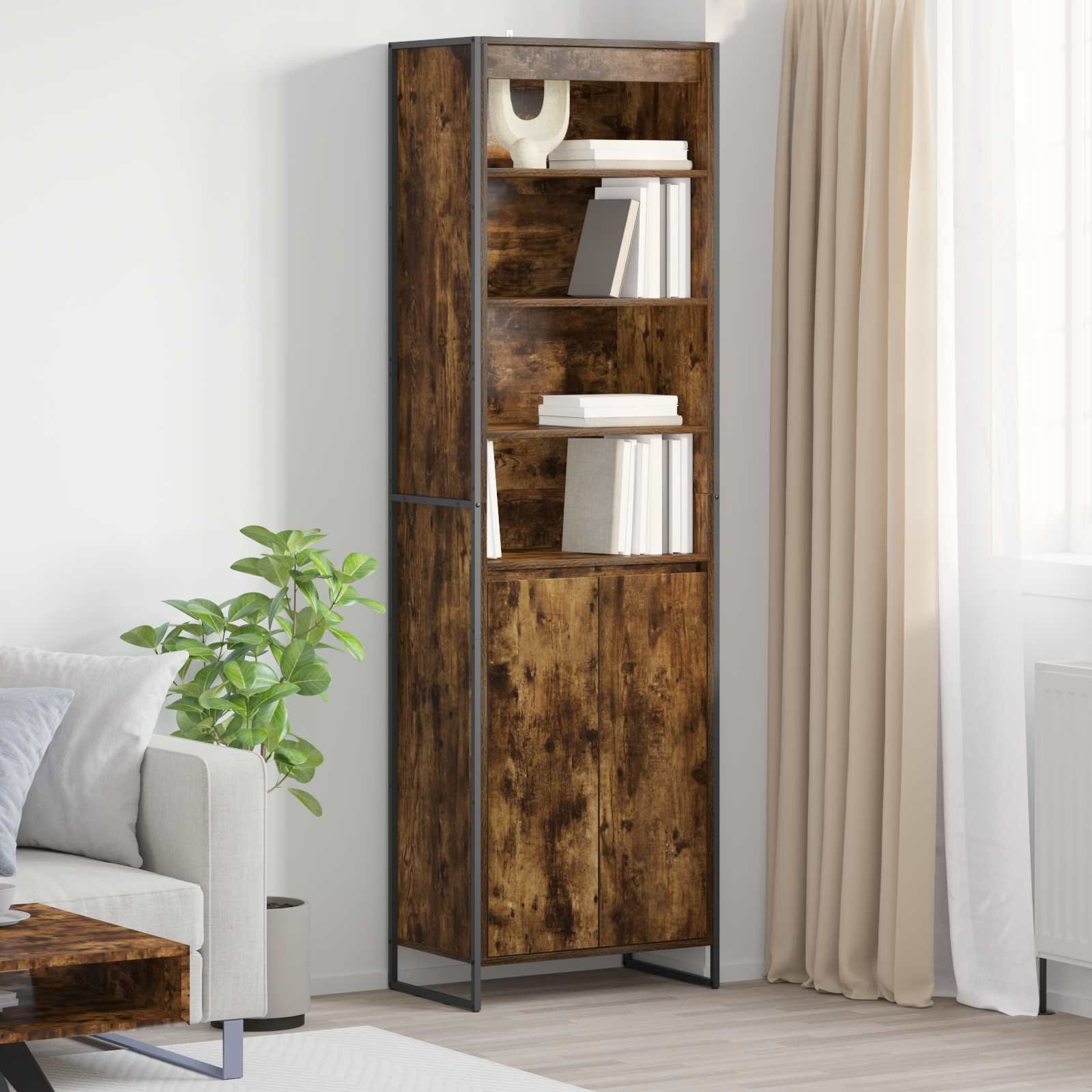 vidaXL Wysokie szafki 2 pcs Dąb dymny 60 x 36 x 300 cm