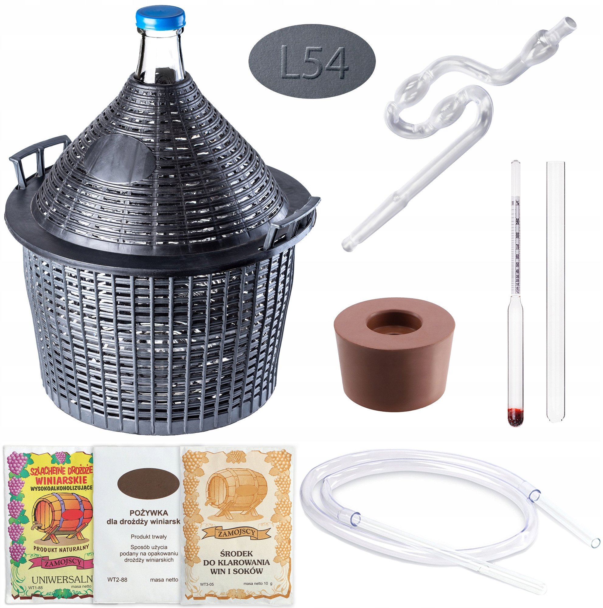 Balon 54L z wąs otwo+korek 5+rur plas+ściąg+winiom