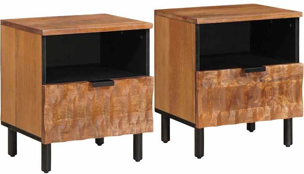 vidaXL Szafka Nocna 2 pcs Brązowy 40 x 33 x 46 cm Drewno mango