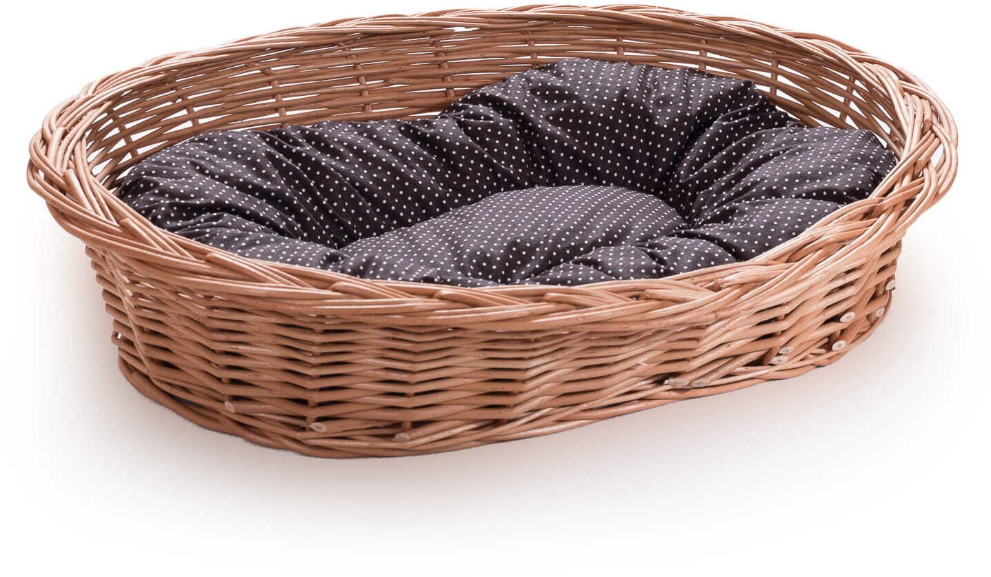 Wiklinowy Świat Legowisko wiklinowe dla psa duże leżak dla psa, kota i innych zwierząt kosz z wikliny z miękką poduszką kojec XL