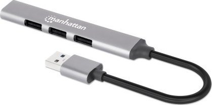 Serwer plików Manhattan MANHATTAN 4Port USB-A Hub 3x480Mbit/s 1xGbit/s USB-A Stecker