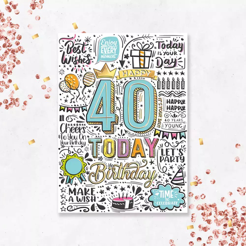 Karnet A5 Urodziny 40 - Graffiti