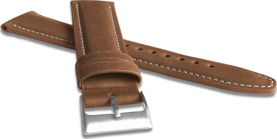 Lavvu LAVVU Wyściełany brązowy szyty pasek CLASSIC z luksusowej skóry Top Grain - 22