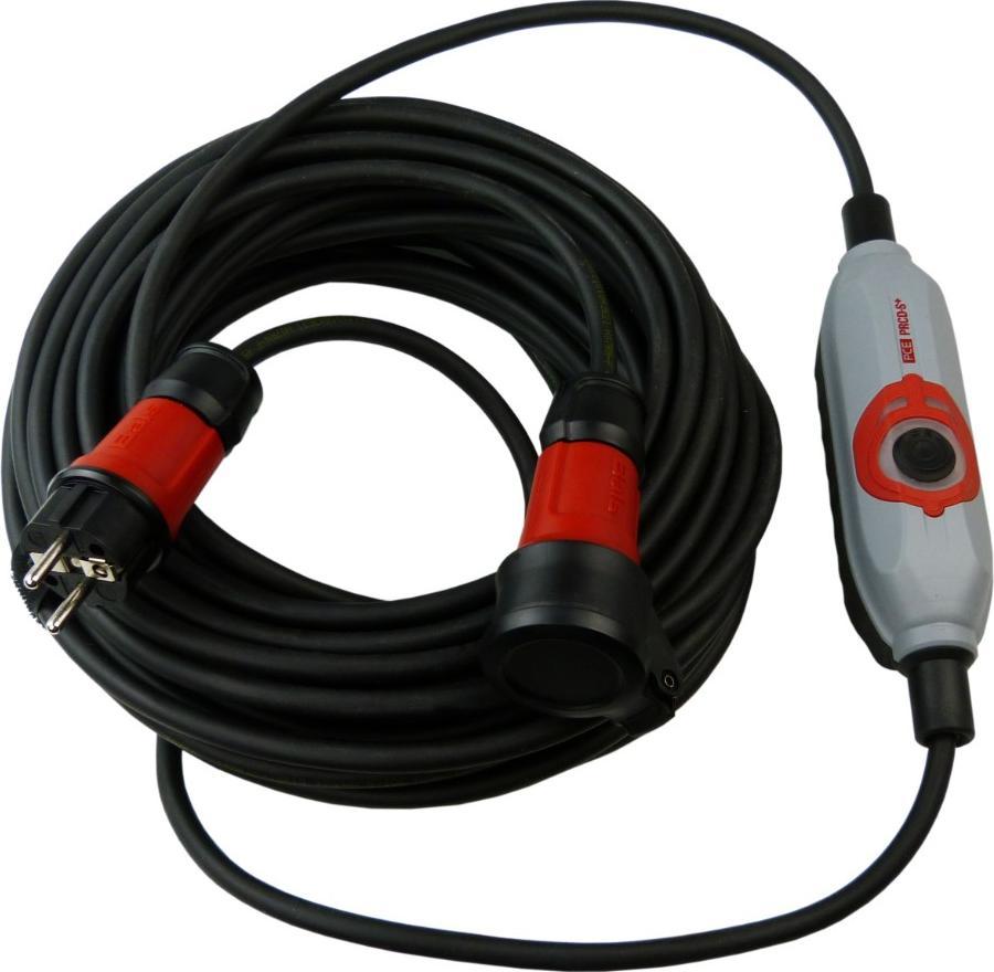 Doktorvolt Przedłużacz 25m budowlany IP44 230/16A H07RN-F 3x2,5 z bezpiecznikiem automatycznym kablowym PRCD-S Doktorvolt