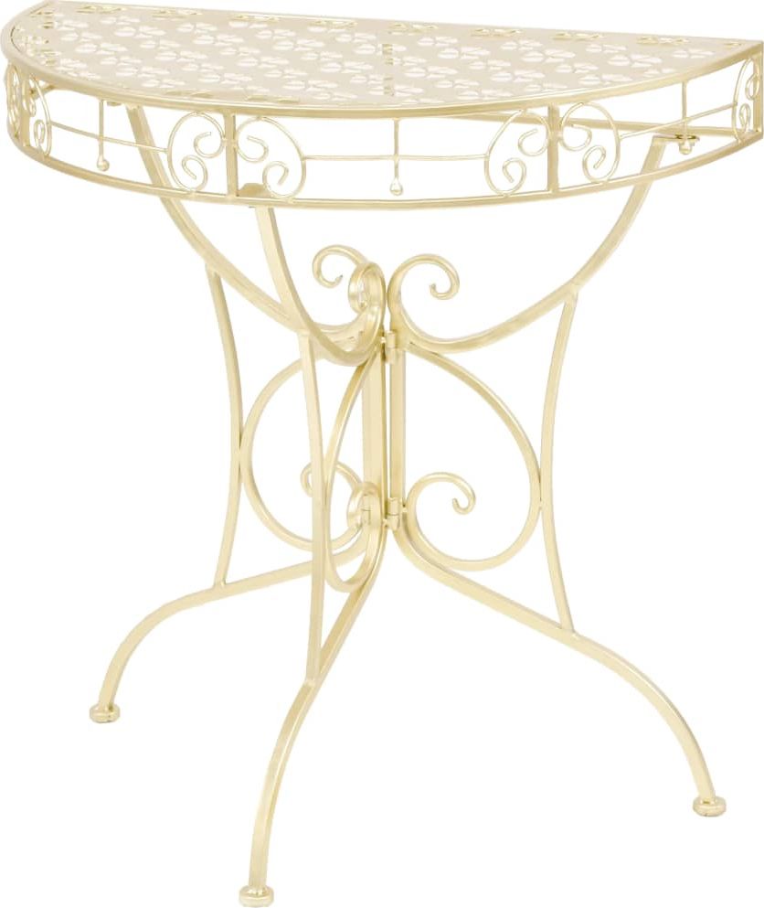 vidaXL Półokrągły stolik vintage, metalowy, 72 x 36 x 74 cm, złoty