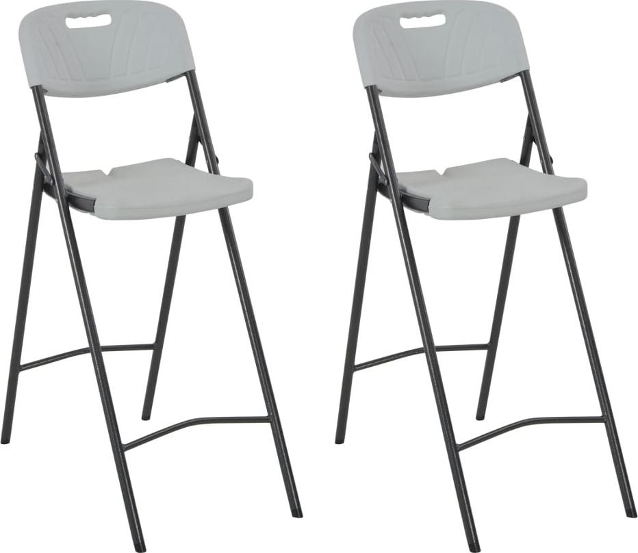 vidaXL składane krzesła barowe, 2 sztuki, HDPE i stal, białe (44561)