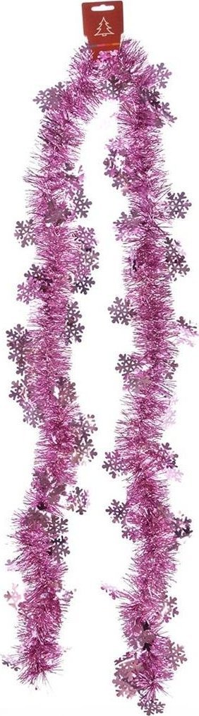 Łańcuch dekoracyjny - śnieżynki różowy