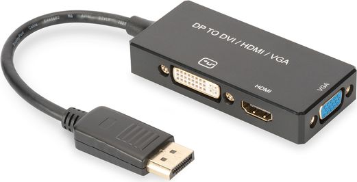 Adapter AV Digitus DisplayPort - HDMI - D-Sub (VGA) - DVI czarny (AK-340418-002-S)