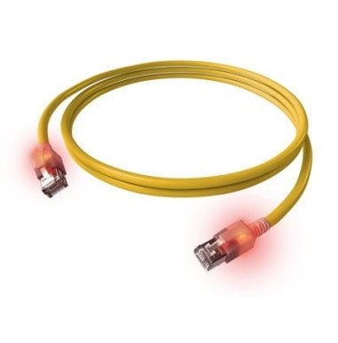 Kabel krosowy EasyLan S/FTP DualBoot LED Cat.6A, RJ45 / RJ45, LSOH, żółty, 1,5 m