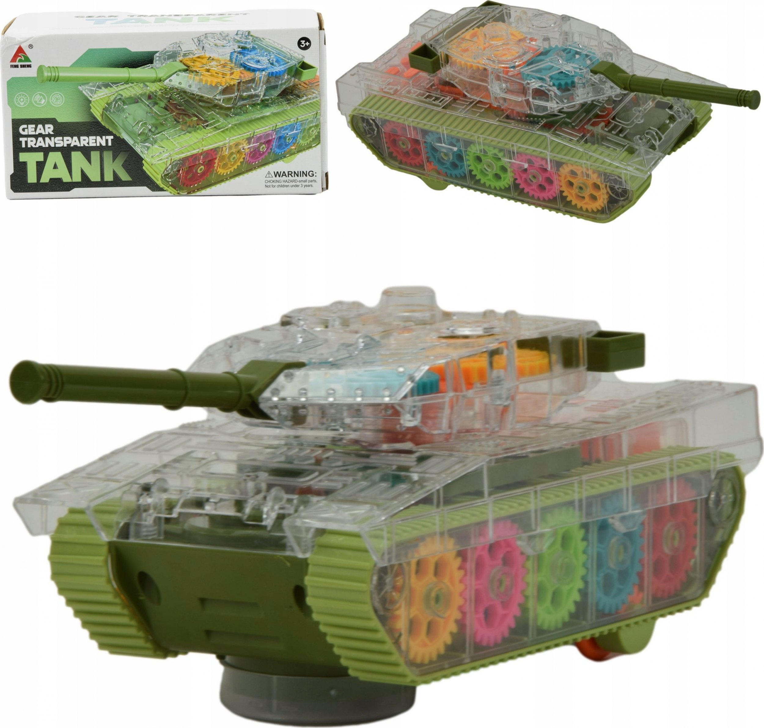 Skleplolki PRZEŹROCZYSTY CZOŁG DLA DZIECI ŚWIECI I JEŹDZI FS238-3A zielony