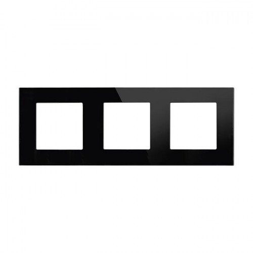 Ramka szklana do gniazda potrójna czarna