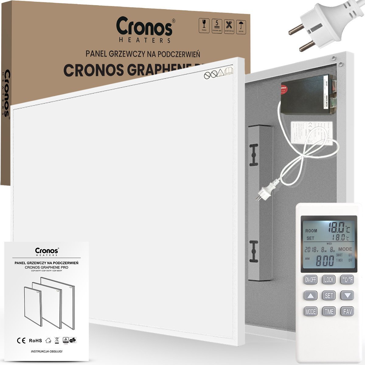 Grzejnik Cronos PANEL GRZEWCZY IR CRONOS GRAPHENE PRO CGP-900TP White