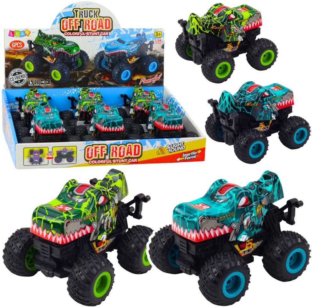 Auto Terenowe Dinozaur Napęd Światła Dźwięki Zielony Turkusowy